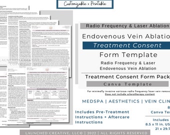 Endovenous Laser Radio Frequency Vein Ablation Consent Form |  Endovenous RF Laser Vein Removal Consent | MedSpa Vein Clinic Consent | Canva