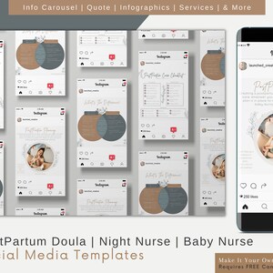 postpartum doula birth coach night nurse social media marketing post templates for instagram and facebook

Customizable in Canva