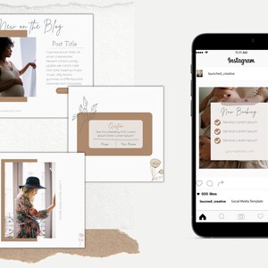 Doula Birth Coach social media marketing post templates for instagram and facebook. Customizable in Canva