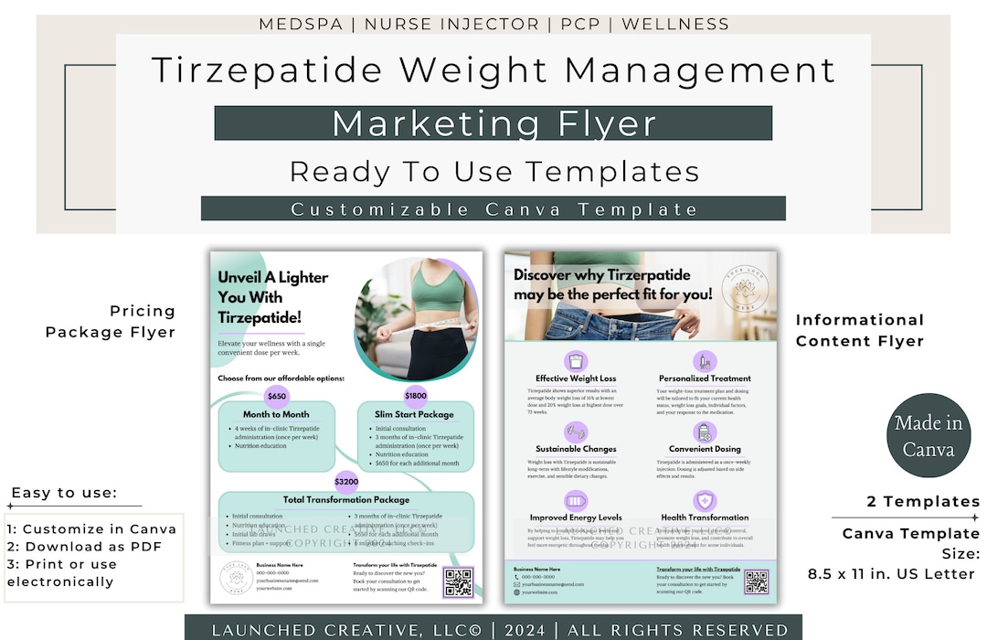 Tirzepatide weight management injection marketing flyer mounjaro