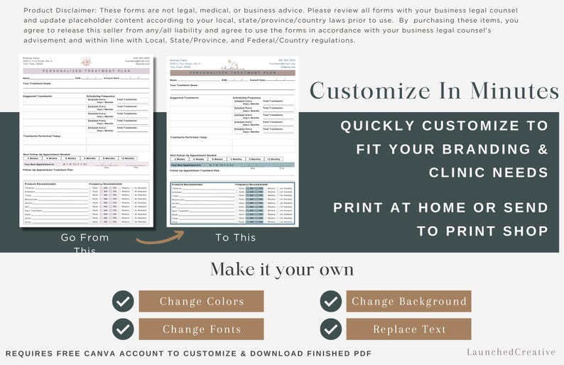 Aesthetic skin analysis and treatment form bundle for MedSpa professionals. Includes customizable consultation templates, Fitzpatrick skin type analysis, and treatment notes. Fully editable in Canva for estheticians and cosmetic nurses.