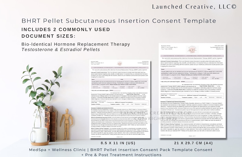 BHRT Testosterone Pellet Estrogen Pellet Consent Form Template Hormone