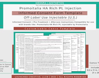 Promoitalia HA Rich PL Injectable Consent Form | Promoitalia hyaluronic polylactic injection off label filler |Promoitalia ha Rich pl |Canva