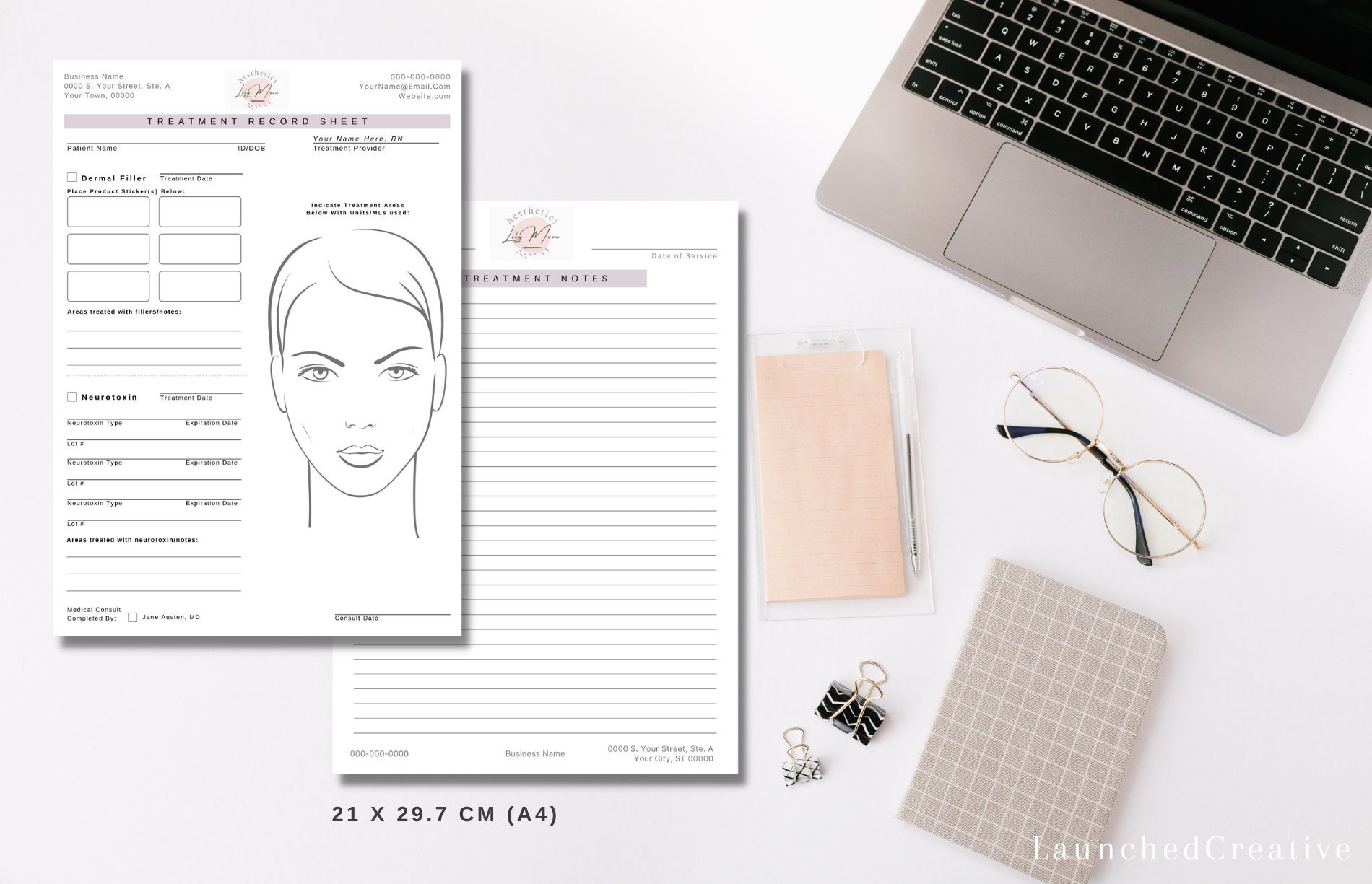 Dermal Filler Botox Treatment Record Form Template Cosmetic