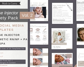 Cosmetic Nurse Injector Social Media Variety Pack | Instagram Facebook Post Templates | Botox Filler Nurse MedSpa Instagram Editable VOL 2