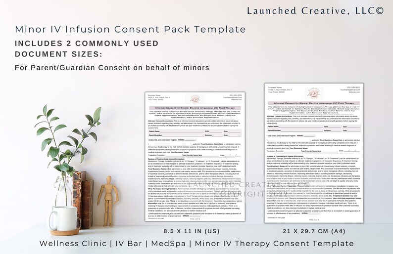 IV Infusion Therapy Minor Consent Form Template IV Fluid Etsy