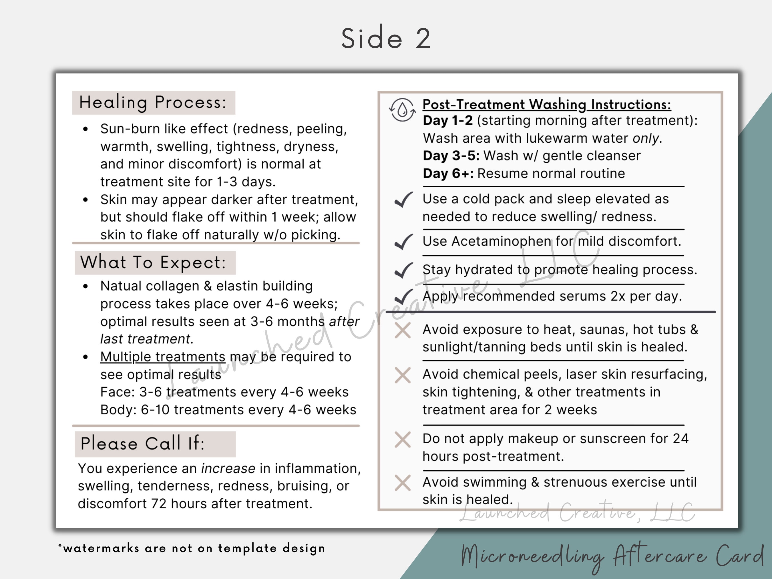 Microneedling Aftercare Card Printable Microneedle PRP Etsy Singapore