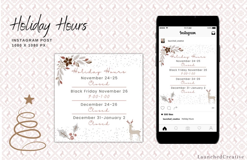 Editable Medspa Holiday Hours Small Business Holiday Hours Nurse