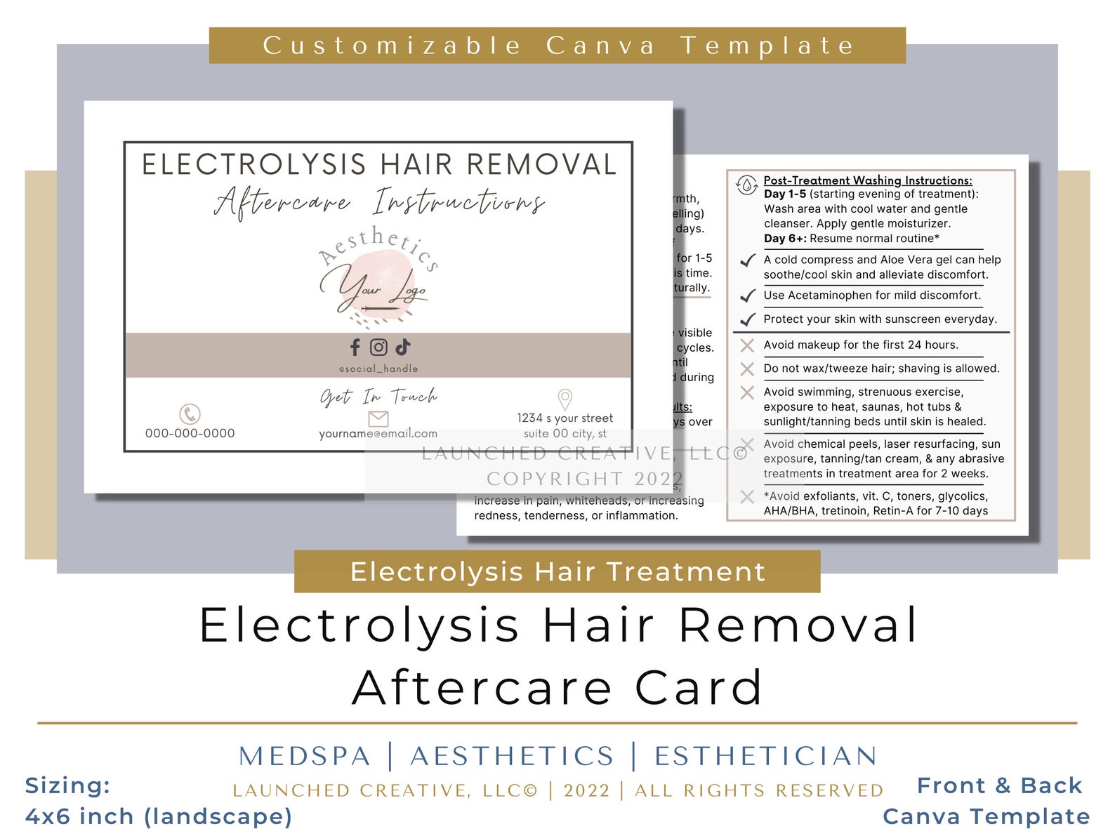 Electrolysis Hair Removal Aftercare Card Electrolysis Etsy