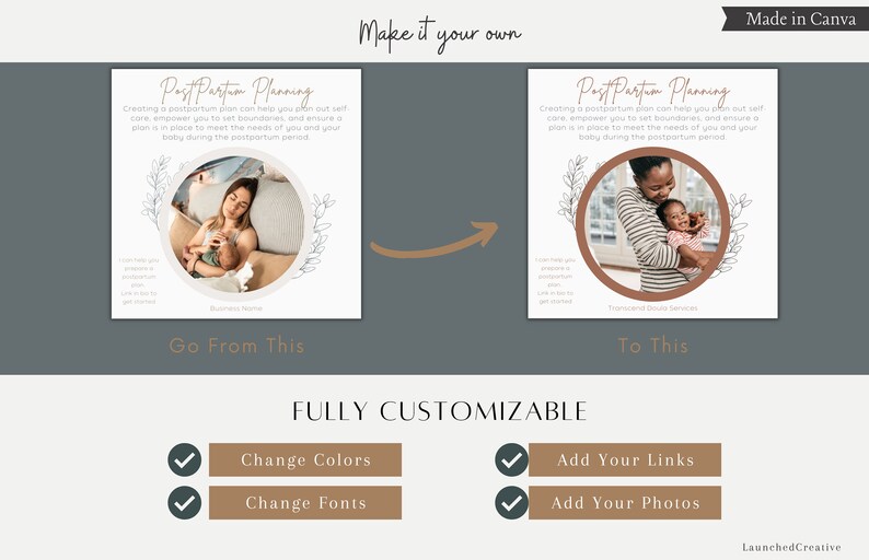 postpartum doula birth coach night nurse social media marketing post templates for instagram and facebook

Customizable in Canva
