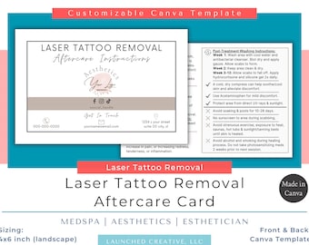 Laser Tattoo Removal Aftercare Card Template: Esthetician MedSpa (Canva)