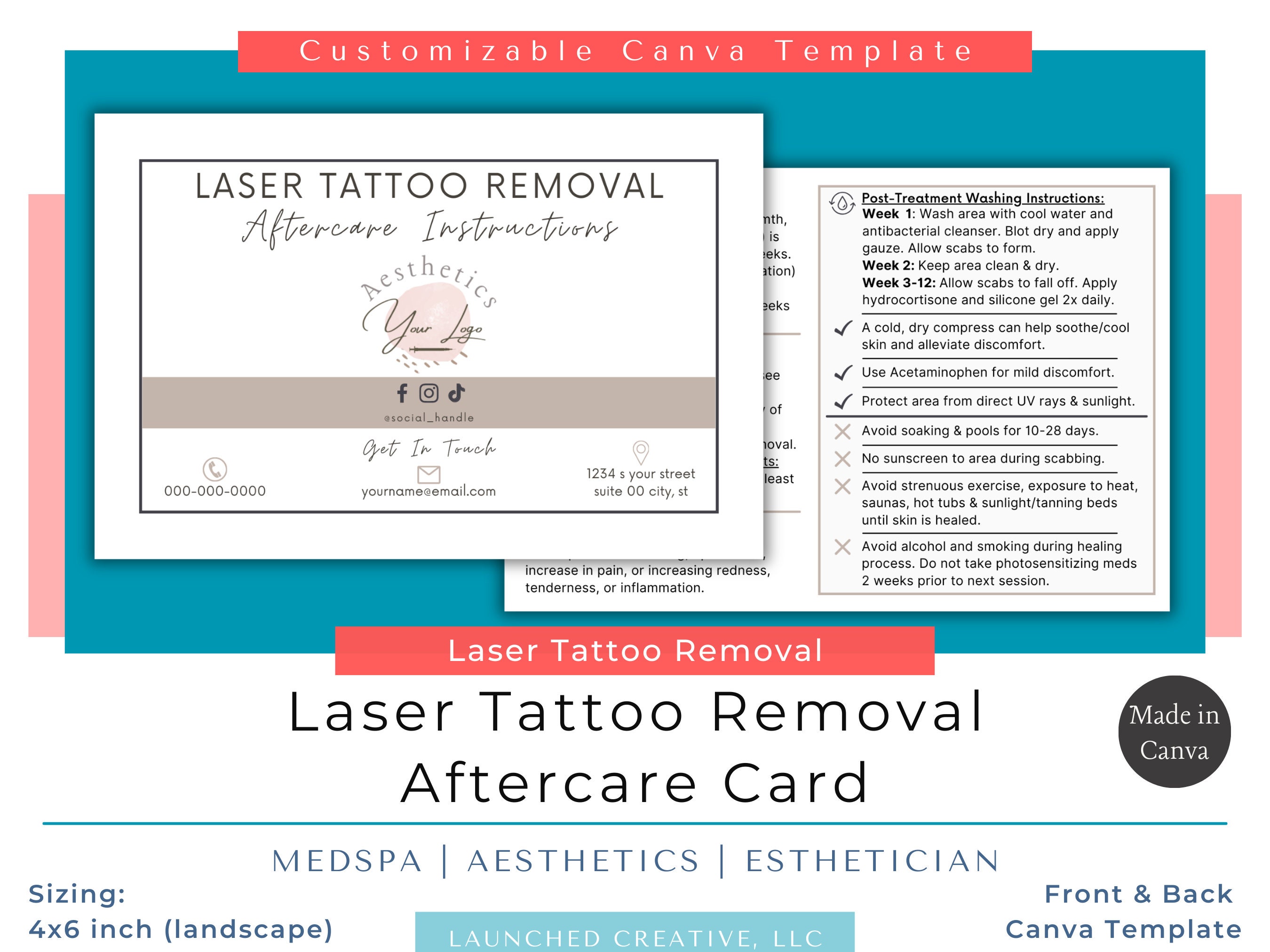 Laser Tattoo Removal Aftercare Card Laser Tattoo Removal Aftercare Template Laser Tattoo Removal