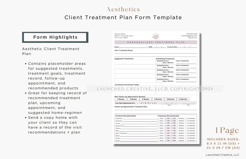 Aesthetic skin analysis and treatment form bundle for MedSpa professionals. Includes customizable consultation templates, Fitzpatrick skin type analysis, and treatment notes. Fully editable in Canva for estheticians and cosmetic nurses.