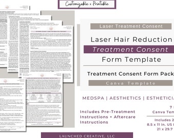 Laser Hair Reduction Consent Form: Esthetician MedSpa Template (Canva)