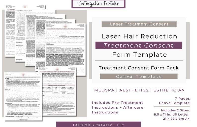 Laser Hair Reduction Consent Form Laser Hair Removal Consent Etsy