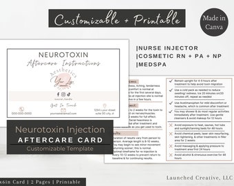 Botox Neurotoxin Aftercare Card | Printable Post Botox Care Instructions Template | Customizable Botox Dysport Aftercare | MedSpa Neurotoxin