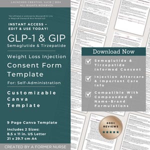 Semaglutide Tirzepatide Weight Loss Injection Consent Form Template | Patient Administered Semaglutide Tirzepatide Injection Form | Canva