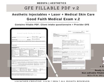Good Faith Medical Exam Fillable PDF | Aesthetic Injectables Laser Peel Good Faith Exam | Chemical Peel Filler Neurotoxin Laser GFE