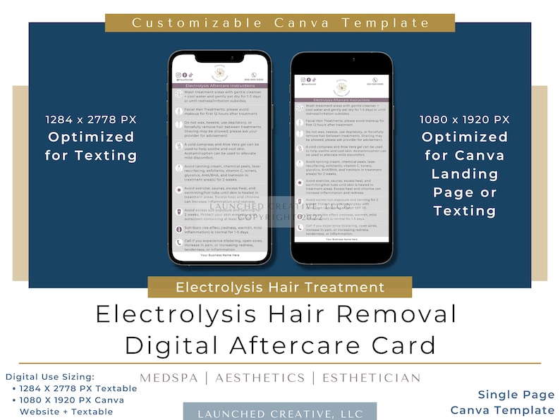 Electrolysis Hair Digital Aftercare Card Electrolysis Hair Etsy