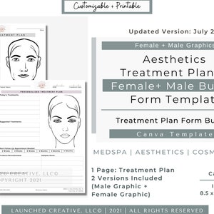 Filler Neurotox Treatment Plan BUNDLE | Aesthetic Nurse Injector Patient Treatment Plan Form | MedSpa Form Esthetician Treatment Plan |Canva