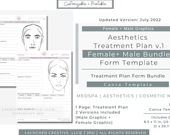 Filler Neurotox Treatment Plan BUNDLE | Aesthetic Nurse Injector Patient Treatment Plan Form | MedSpa Form Esthetician Treatment Plan |Canva