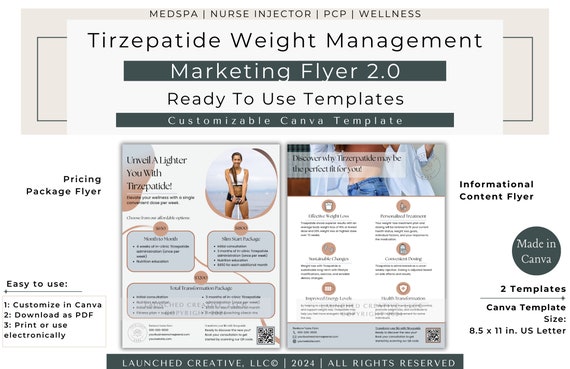 is tirzepatide on the market Tirzepatide Weight Management Flyer: Marketing Template (canva)