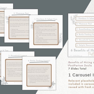 postpartum doula birth coach night nurse social media marketing post templates for instagram and facebook

Customizable in Canva