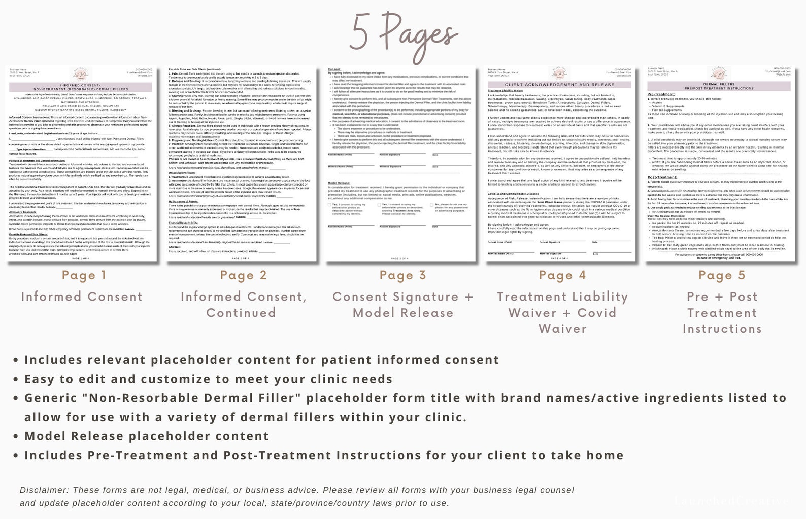 Filler Consent Forms Dermal Filler Informed Consent Template | Etsy