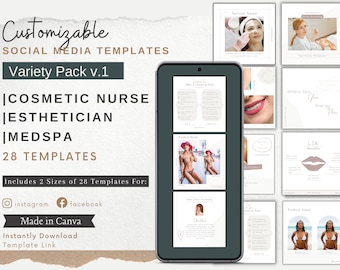 Nurse Injector Instagram Facebook Posts | MedSpa posts | Neurotoxin Filler Injections Insta | Editable | Aesthetic Nurse Injectables | Canva