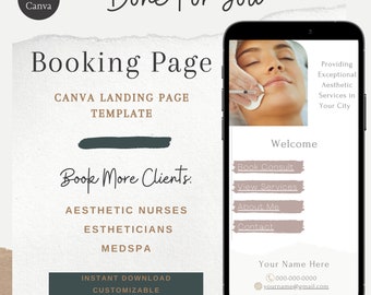 Landing Page Canva Nurse Injector | Booking Page | Instagram Landing Page | Canva Website | Esthetecian