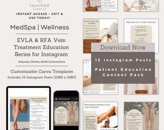 EVLA & RFA Vein Treatment Instagram Templates: Medspa Marketing (Canva Editable) (Digital Download