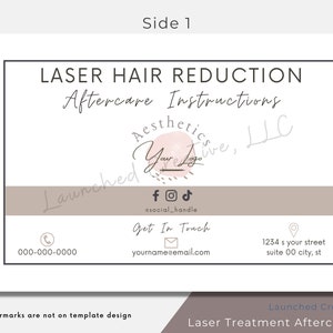 Laser Hair Removal Aftercare Card Laser Treatment Aftercare Template Laser Hair Reduction Care Card Esthetician Nurse Medspa Canva image 3