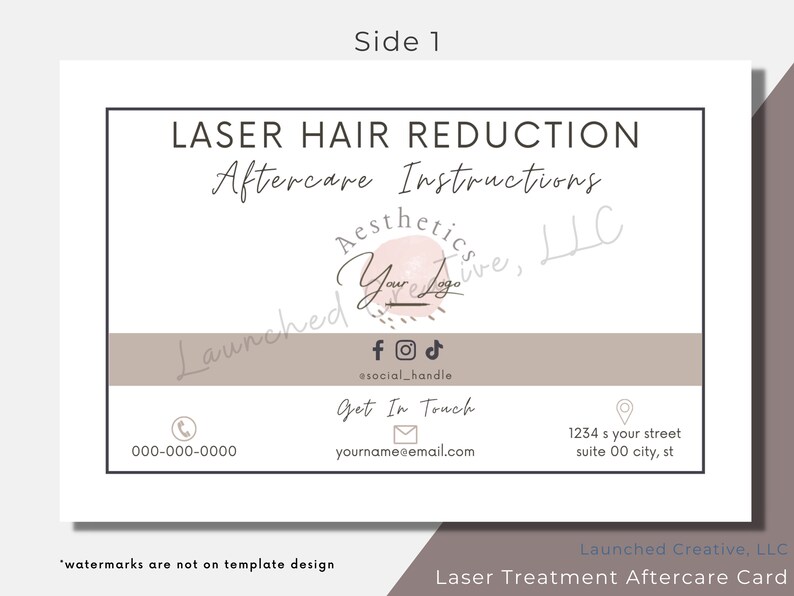 Laser Hair Removal Aftercare Card Laser Treatment Aftercare Template Laser Hair Reduction Care Card Esthetician Nurse Medspa Canva image 3