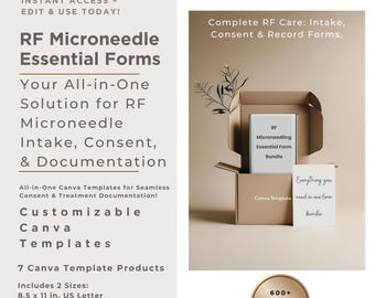 RF Microneedling Forms Bundle: Consent, Intake, Treatment Record (Canva Template)