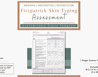 Fitzpatrick Skin Type Assessment Form: Customizable Canva Template