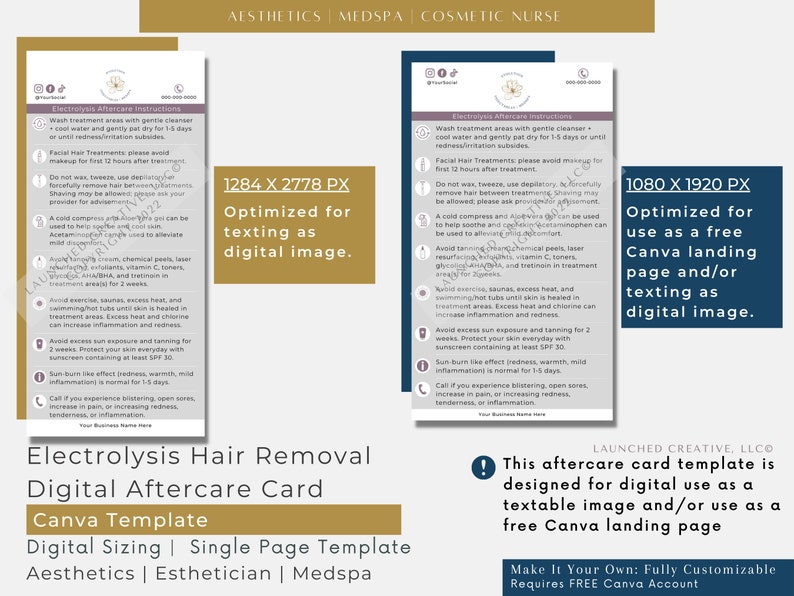 Electrolysis Hair Digital Aftercare Card Electrolysis Hair Etsy