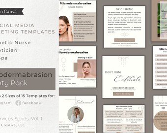 Microdermabrasion Aesthetic Nurse Esthetician Social Media Instagram Templates | MedSpa Instagram Posts | Facial Marketing Template | Canva