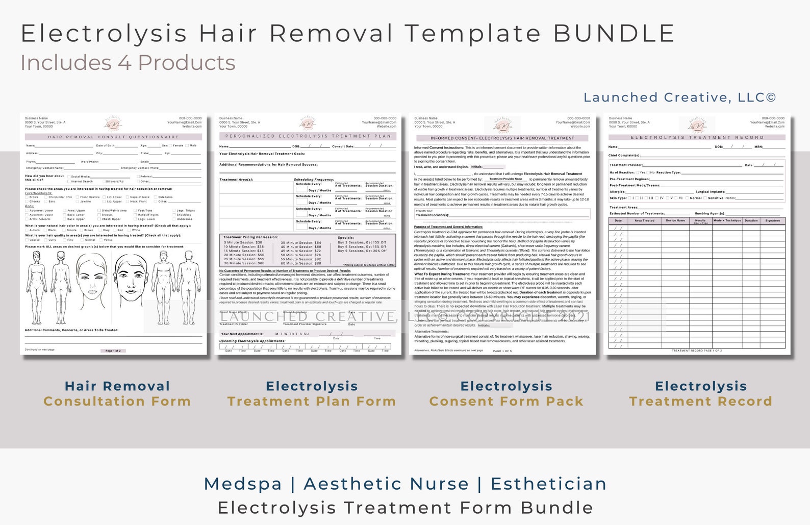 Electrolysis Hair Removal Form Bundle Electrolysis Consent Electrolysis