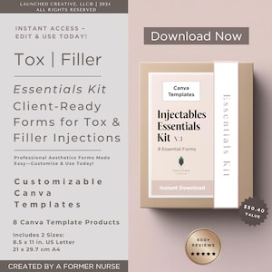 Botox & Filler Consent Form Bundle | BLT Cream | Tox Filler Hyularonidase Consult Medical History |  Treatment Record Treatment Plan | Canva