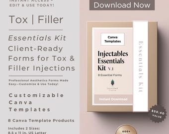 Botox & Filler Consent Form Bundle | BLT Cream | Tox Filler Hyularonidase Consult Medical History |  Treatment Record Treatment Plan | Canva