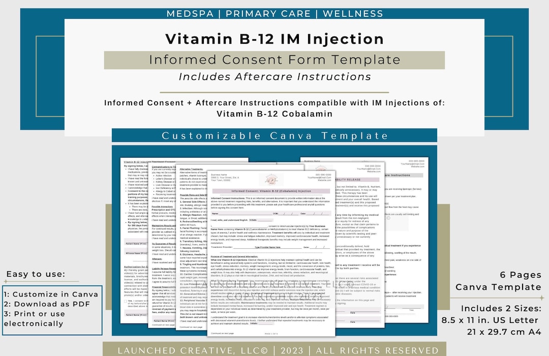 Vitamin B12 Injection Consent Form Template | B12 Shot Informed Consent ...