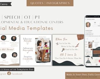 Quote Pack: ABA Therapy | BCBA | OT | Speech Therapy | Social Media Templates | Canva | Developmental Therapist Pediatric Clinics