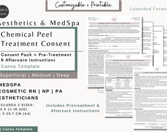 Chemical Peel Consult Questionnaire | Esthetician MedSpa Nurse Injector Chemical Peel Consult | Chemical Peel Intake Form| Canva Template