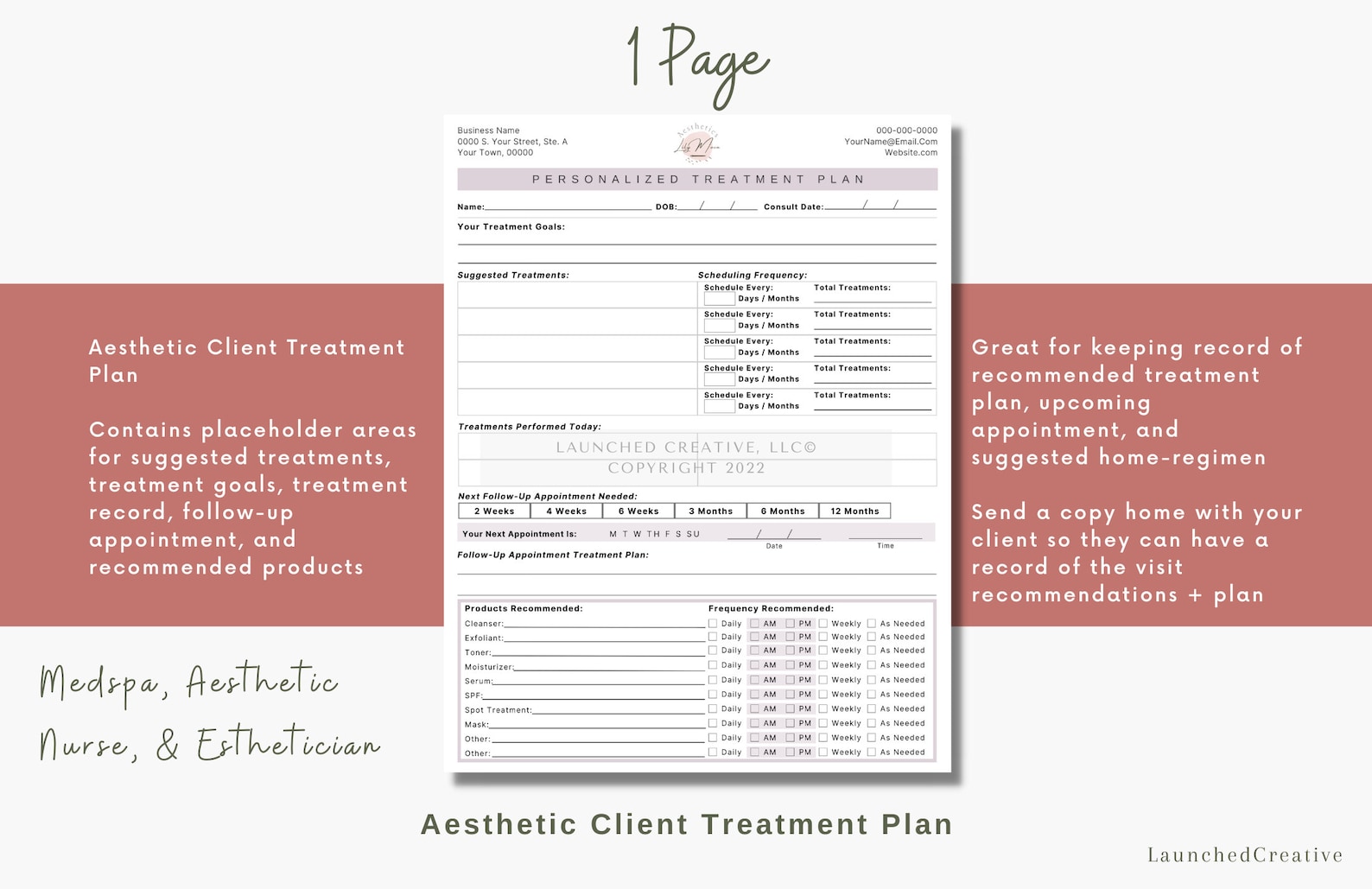 Aesthetic Treatment Plan Template