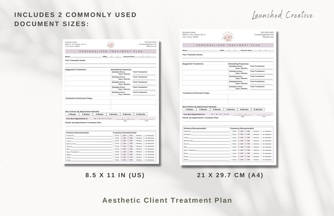 Aesthetic Treatment Plan Template Aesthetic Treatment Plan Template