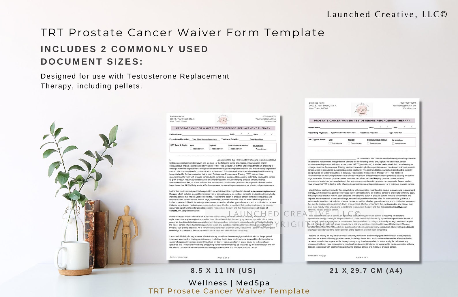Testosterone Replacement Therapy Prostate Cancer Waiver Form HRT Pellet