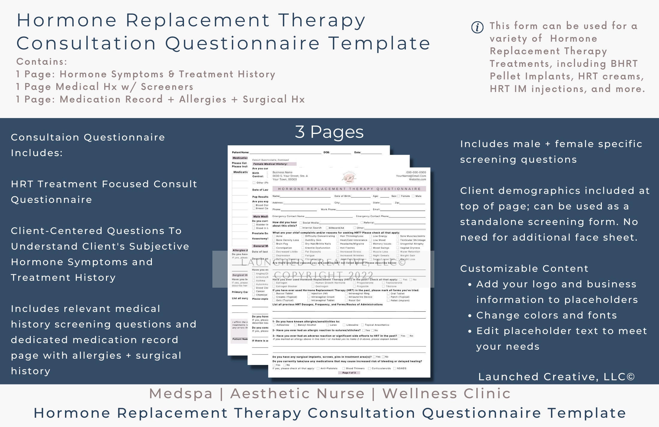 Hormone Replacement Therapy Intake Questionnaire Form Template Hormone