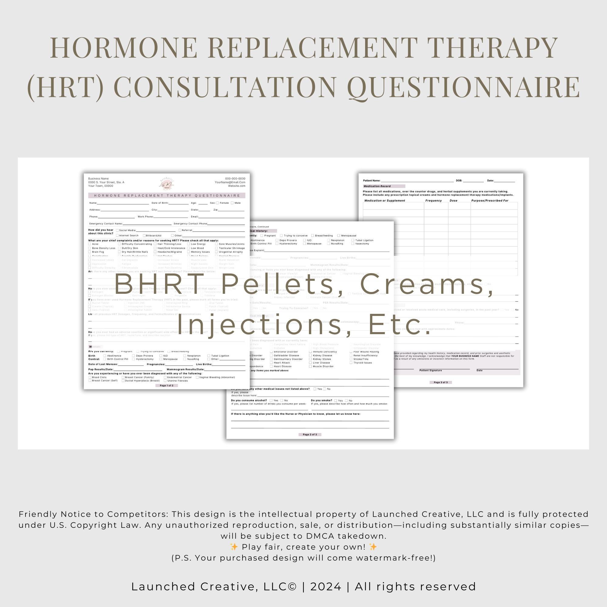 Hormone Replacement Therapy Intake Questionnaire Form Template ...