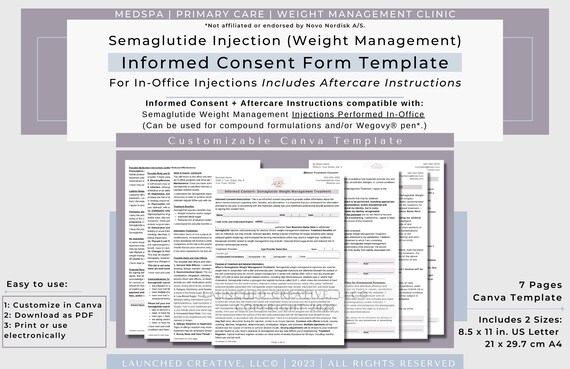 semaglutide instructions pdf Semaglutide Weight Loss Injection Consent Form Template | Semaglutide  In-office Consent Form | Compounded Semaglutide Injection Form | Canva