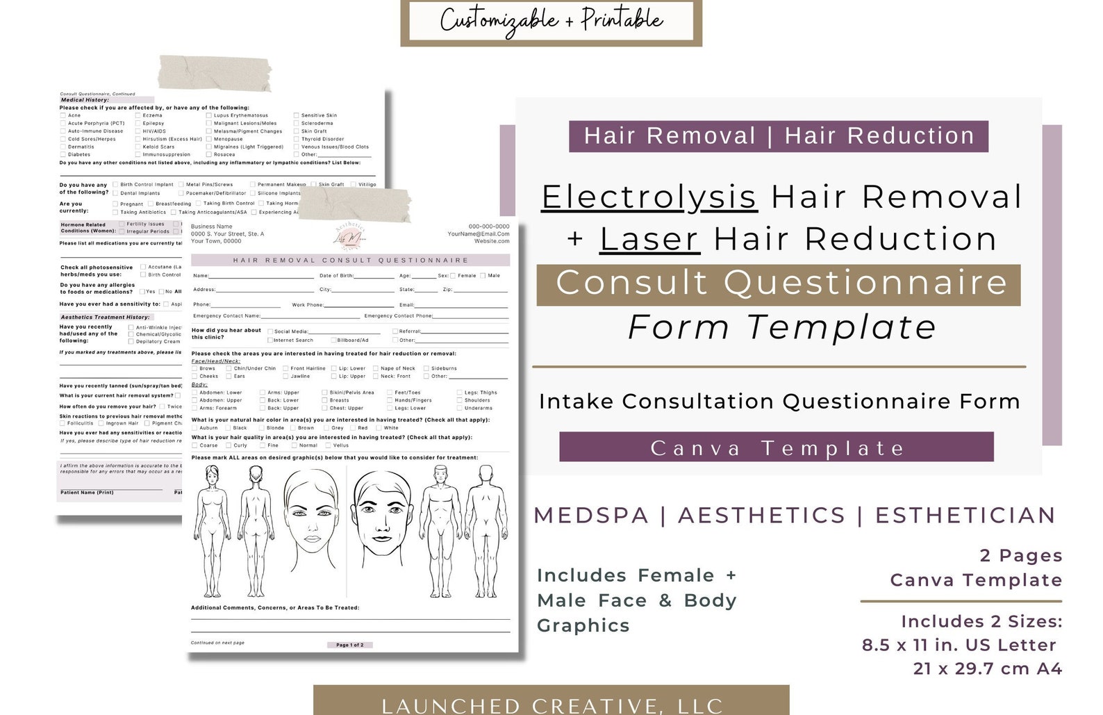 Laser Hair Electrolysis Hair Removal Intake Questionnaire Laser Reduction Electrolysis Removal